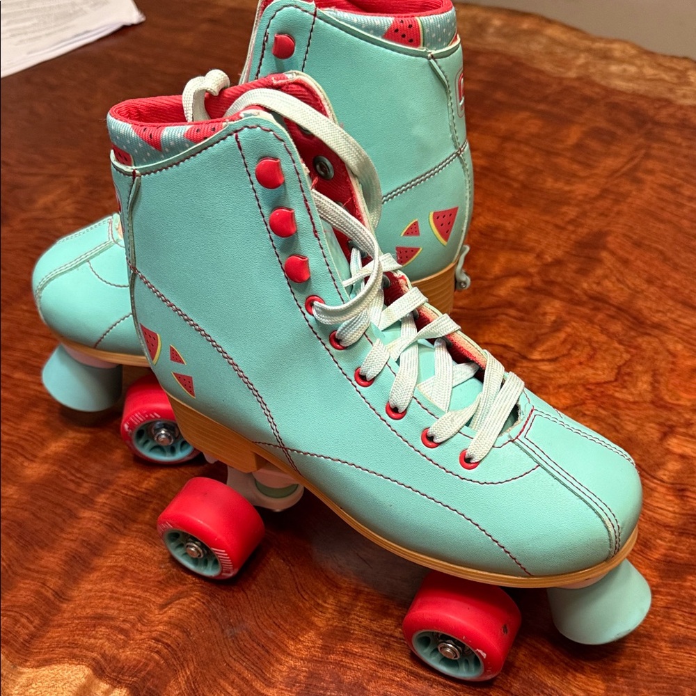 Kids Adjustable Roller Skates - Aqua and Red